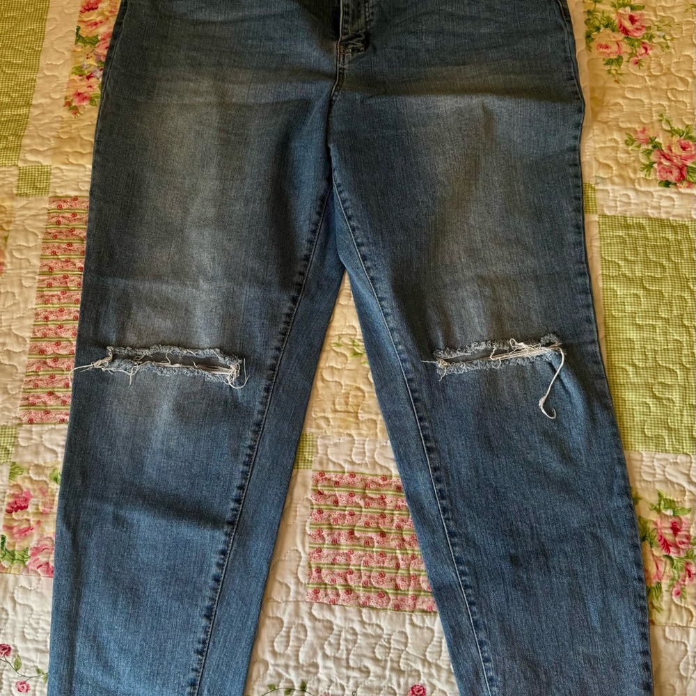Forever 21 Blue Skinny Distressed Jeans